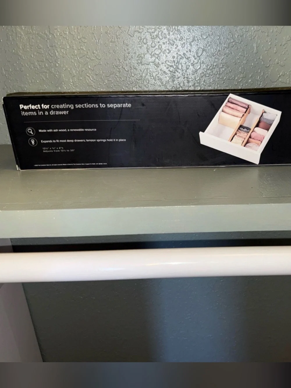The Container Store Shallow Ash Wood Dresser Drawer Divide Natural